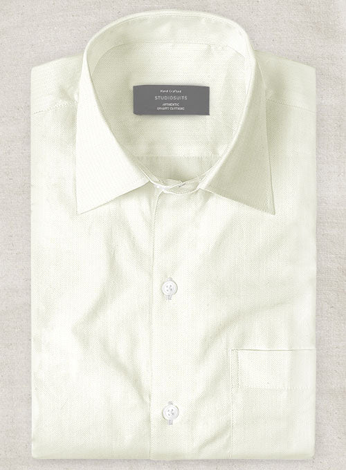 Ivory Herringbone Cotton Shirt - Image 2