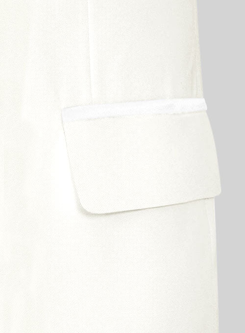 Ivory Wool Tuxedo Jacket - Satin Lapel - Image 3