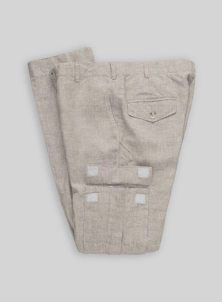 Ivy Beige Linen Cargo Pants - Image 4