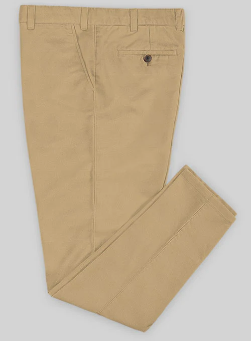 Washed Khaki Feather Cotton Canvas Stretch Chino Pants - Image 3