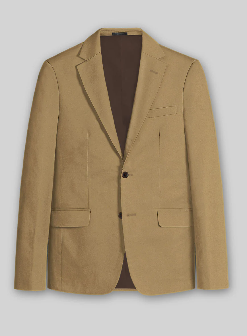 Khaki Feather Cotton Canvas Stretch Suit - Image 2