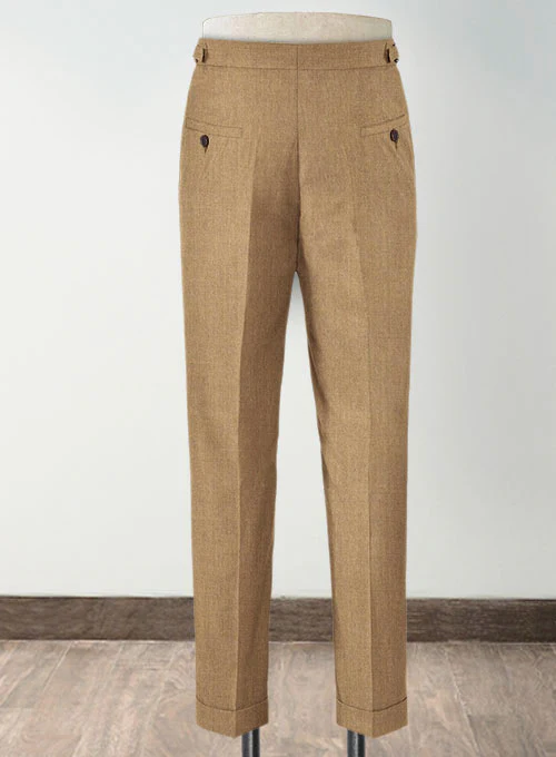 Khaki Highland Flannel Wool Trousers - Image 3