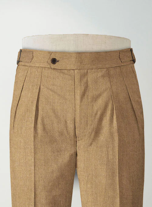 Khaki Highland Flannel Wool Trousers - Image 4