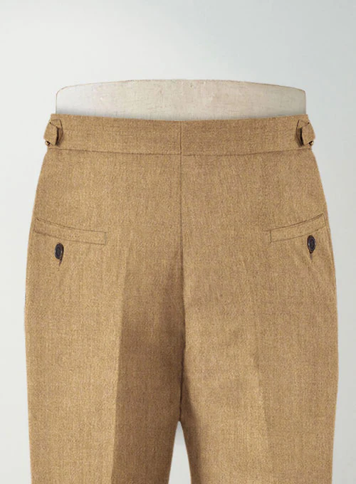 Khaki Highland Flannel Wool Trousers - Image 5
