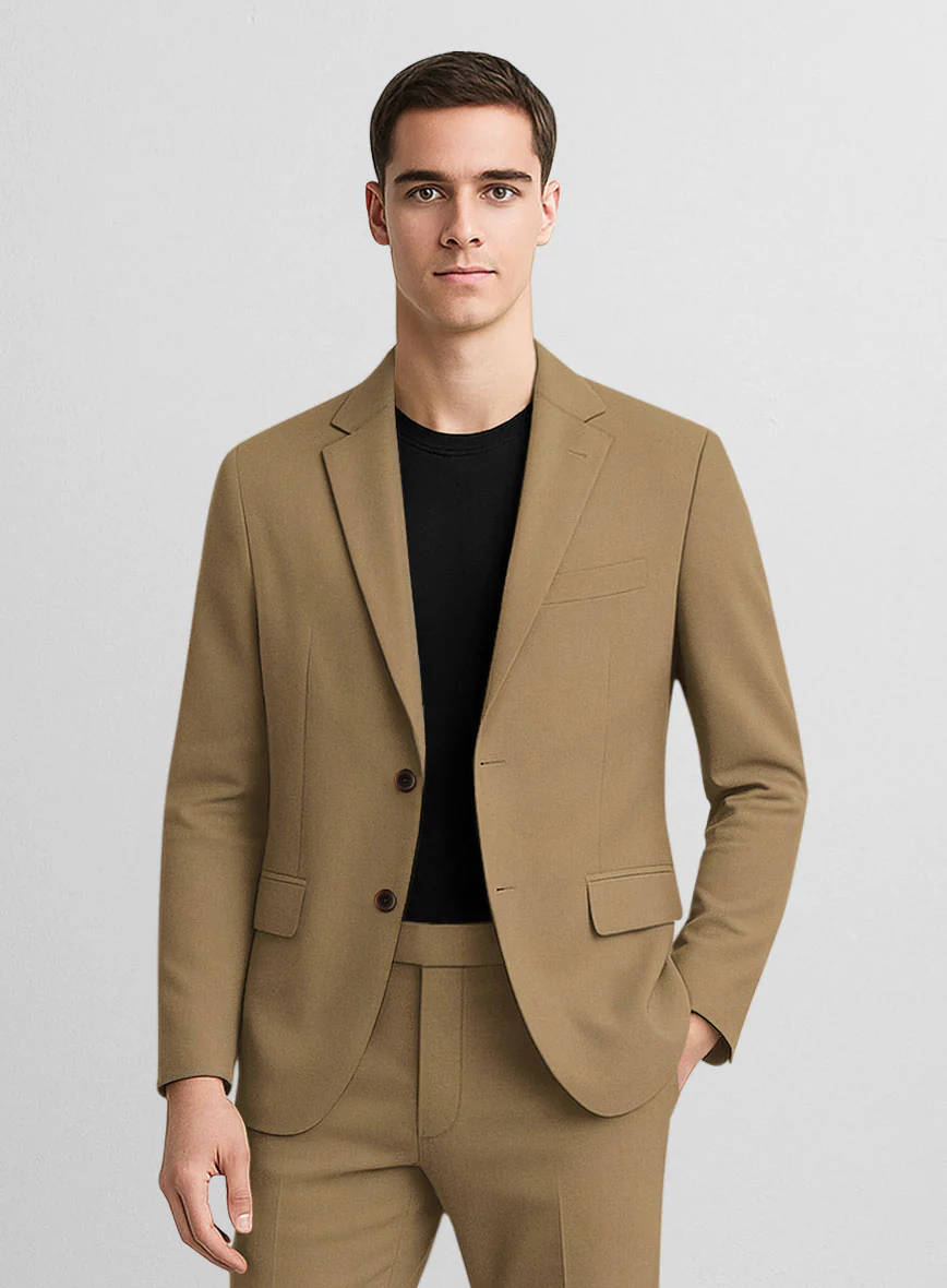 Khaki Napoli Stretch Light Weight Cotton Jacket - Image 2