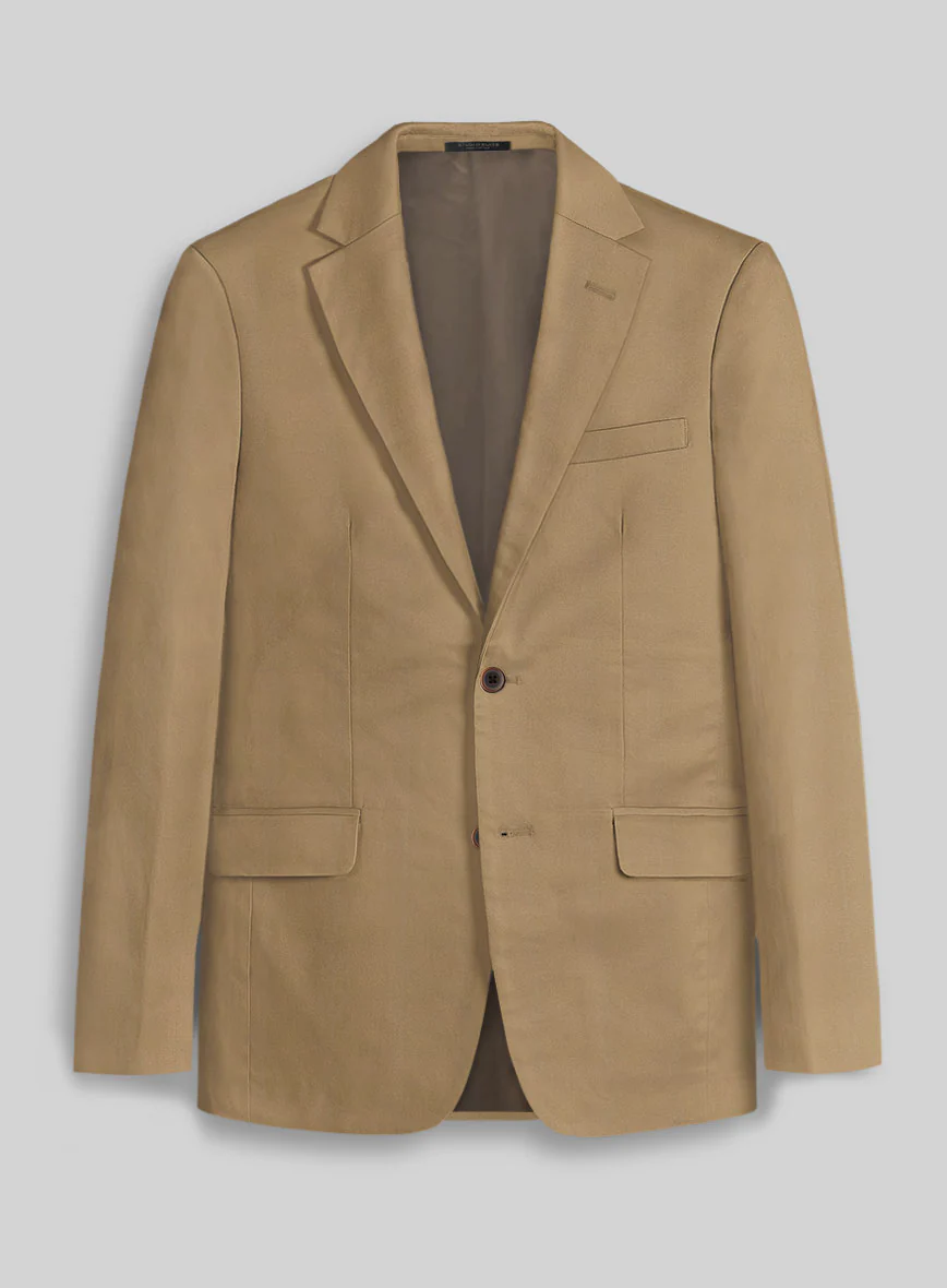 Khaki Napoli Stretch Light Weight Cotton Suit - Image 3