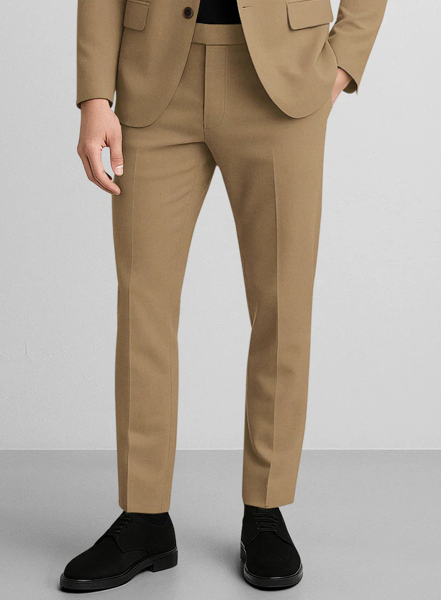 Khaki Napoli Stretch Light Weight Cotton Suit - Image 5