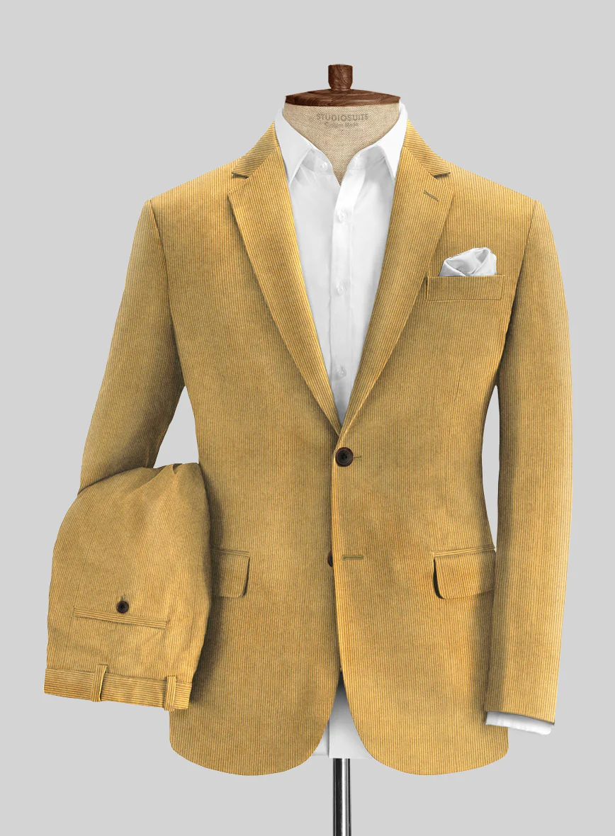 Khaki Stretch Pin Corduroy Suit - Image 2