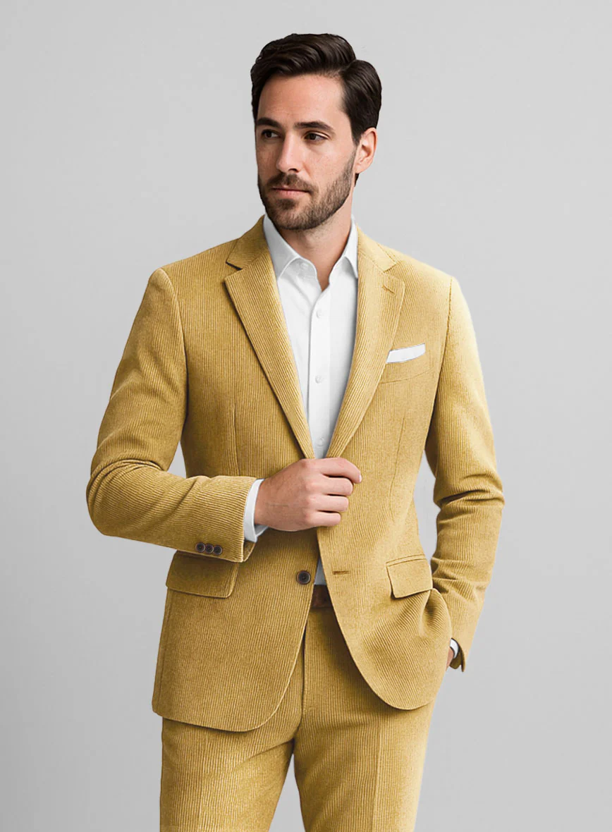 Khaki Stretch Pin Corduroy Suit - Image 4