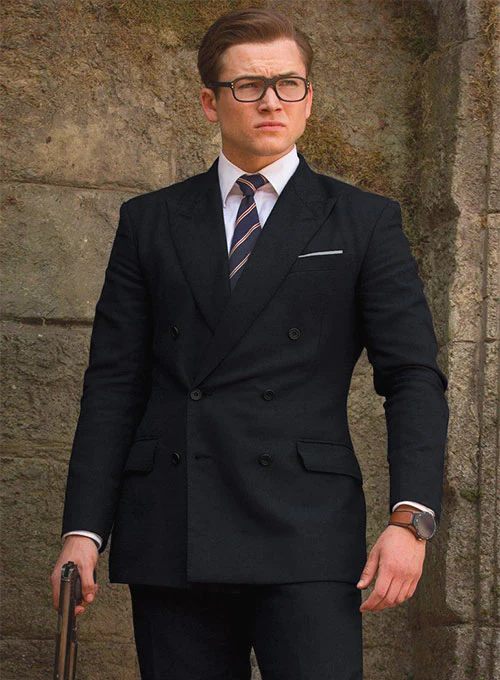 Kingsman Double Breasted Blue Wool Suit - Image 3