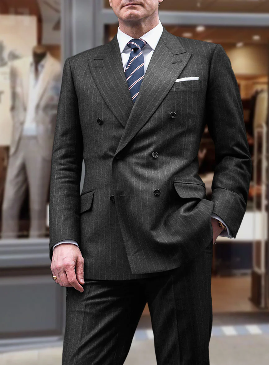 Kingsman Double Breasted Charcoal Stripe Suit - Image 2
