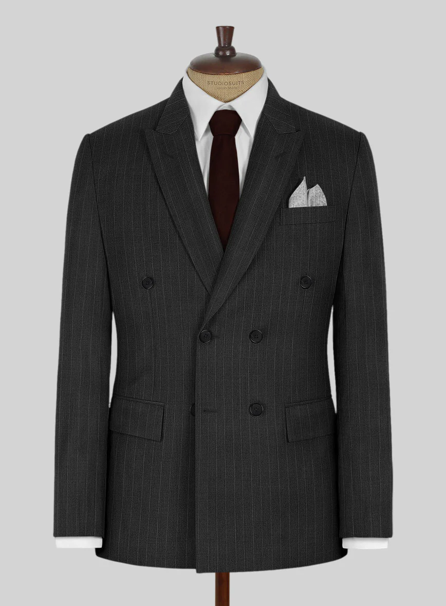 Kingsman Double Breasted Charcoal Stripe Suit - Image 3