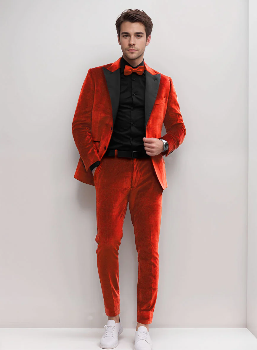 Kingsman Orange Velvet Tuxedo Suit - Image 2
