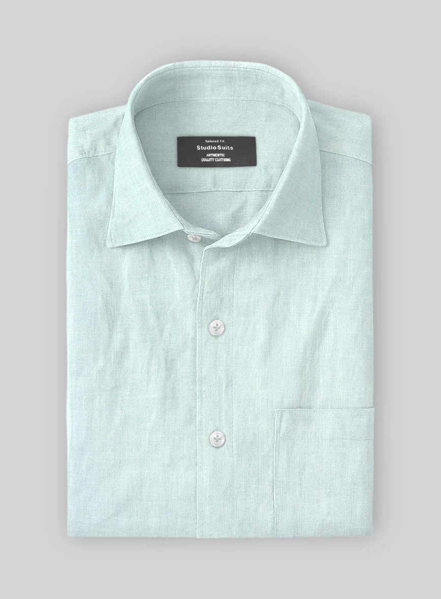 Lagoon Mist Pure Linen Shirt - Image 2