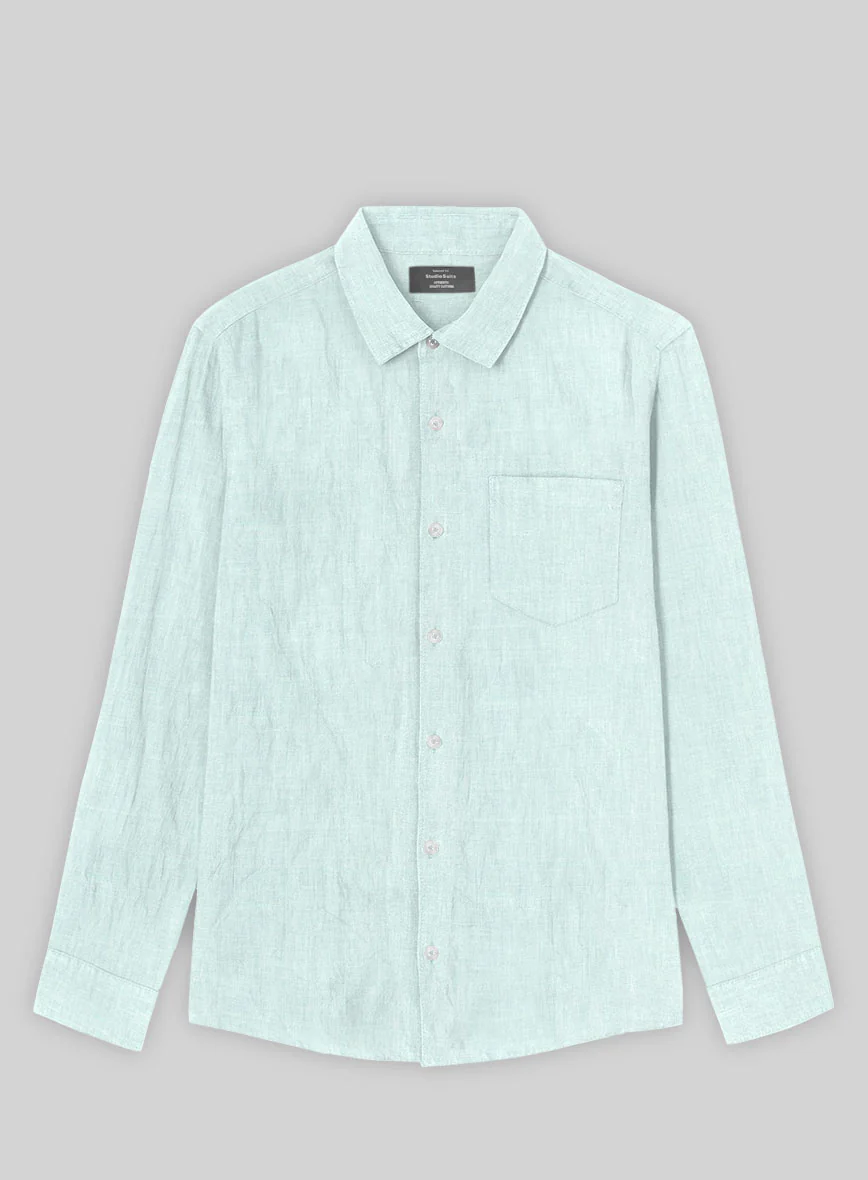 Lagoon Mist Pure Linen Shirt - Image 3