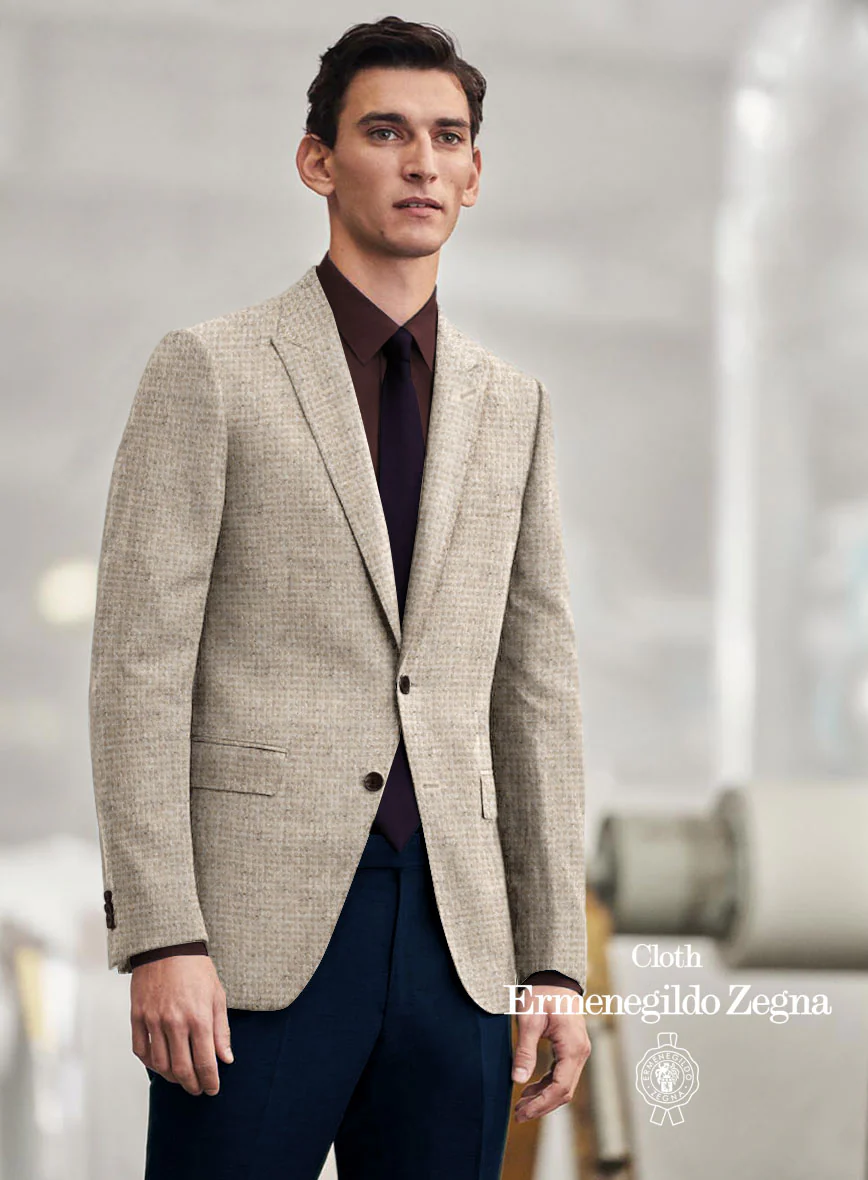 Lanificio Zegna Beige Basket Weave Jacket - Image 3