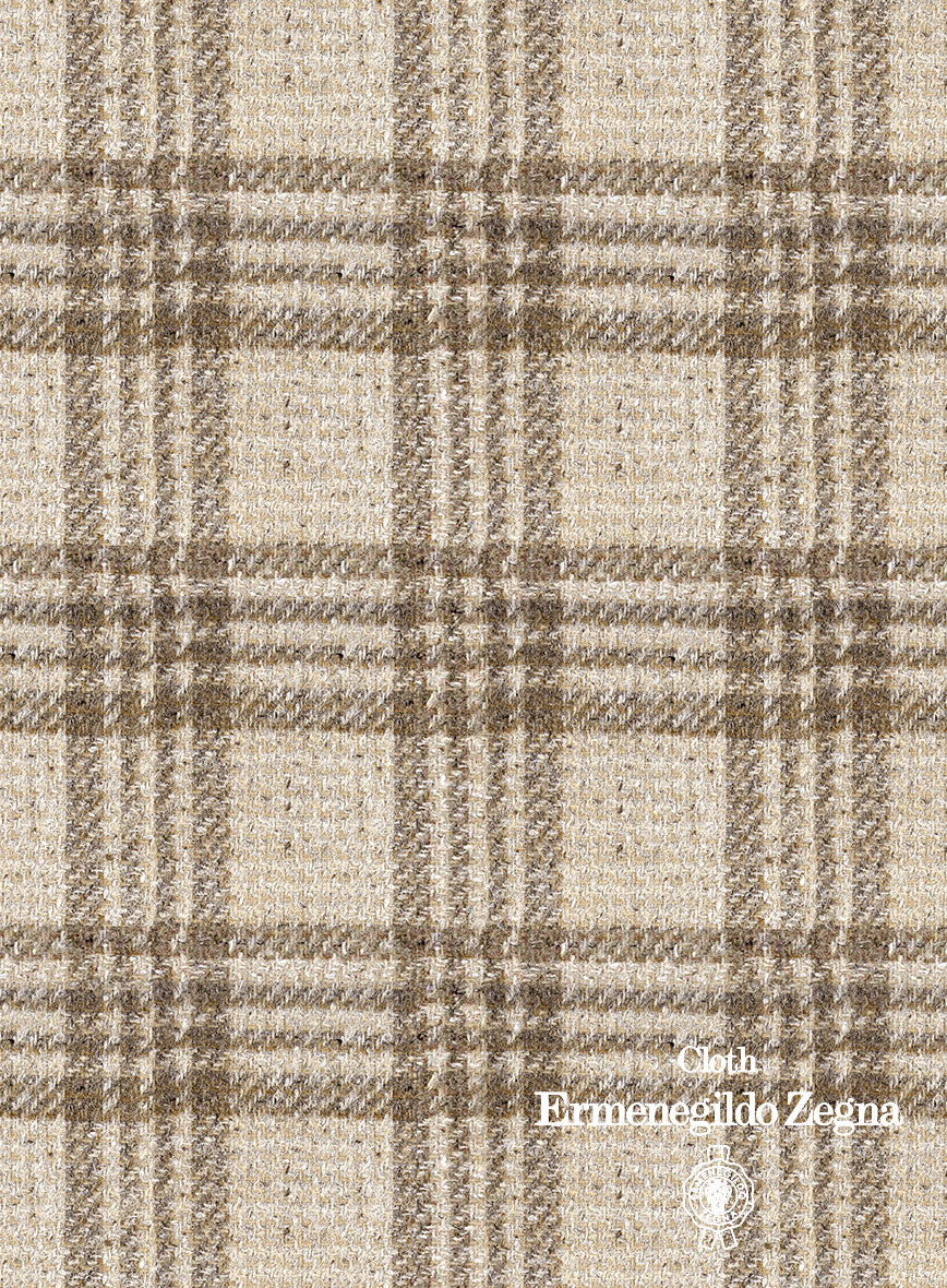 Lanificio Zegna Beige Plaid Alpaca Wool Jacket - Image 4