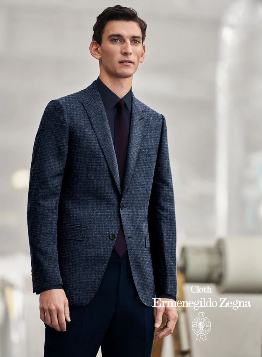 Lanificio Zegna Blue Basket Weave Jacket - Image 3
