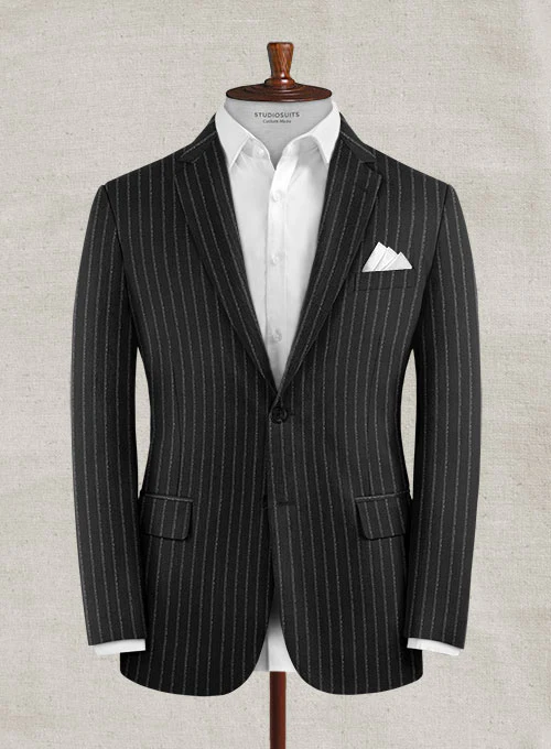 Lanificio Zegna Delice Black Stripe Wool Suit - Image 2