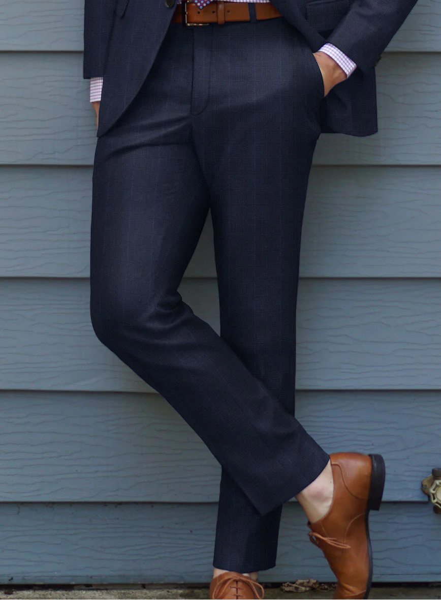 Lanificio Zegna Electa Casiri Blue Checks Wool Pants - Image 2