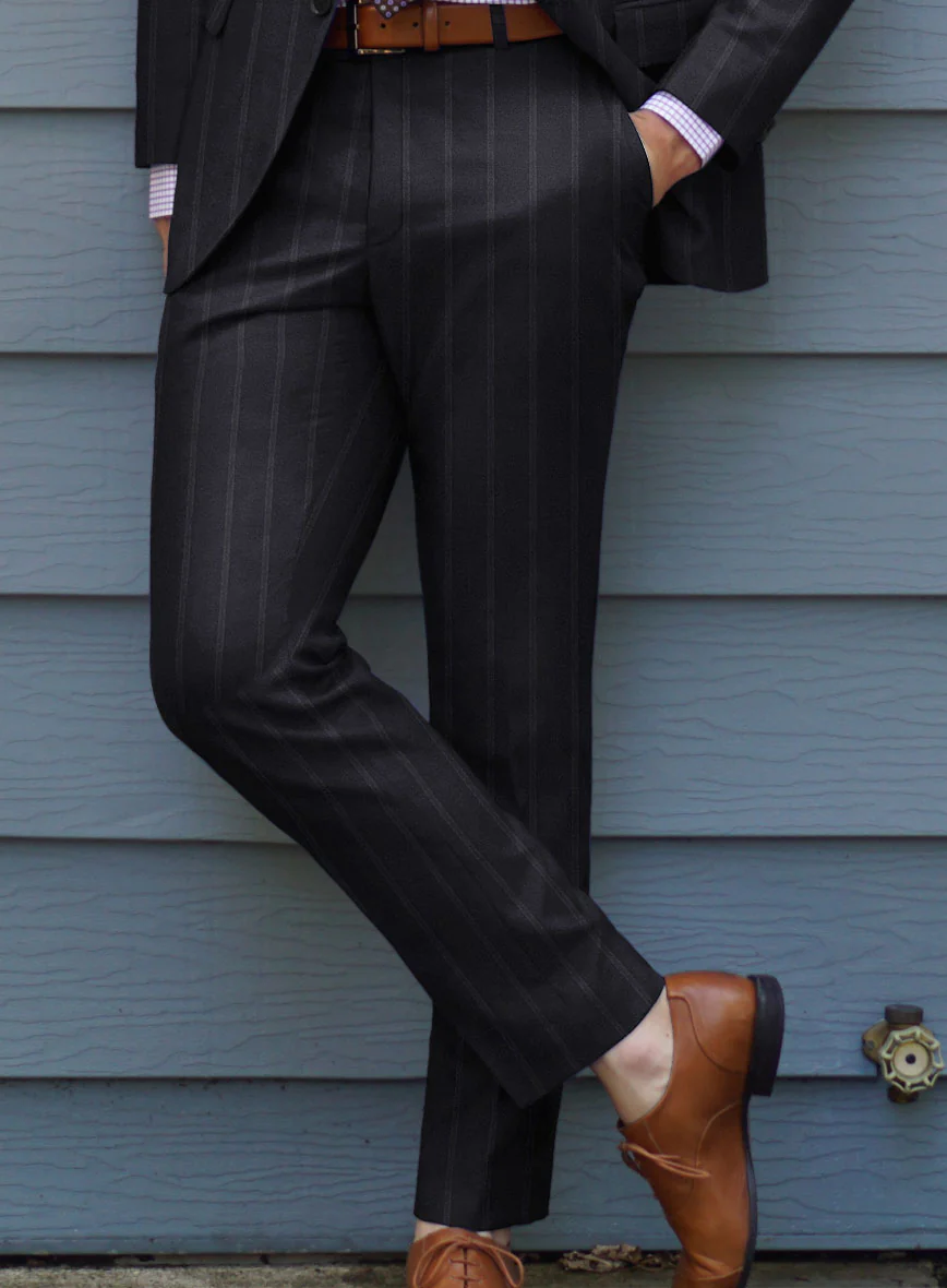 Lanificio Zegna Loop Dovana Blue Stripe Wool Pants - Image 2