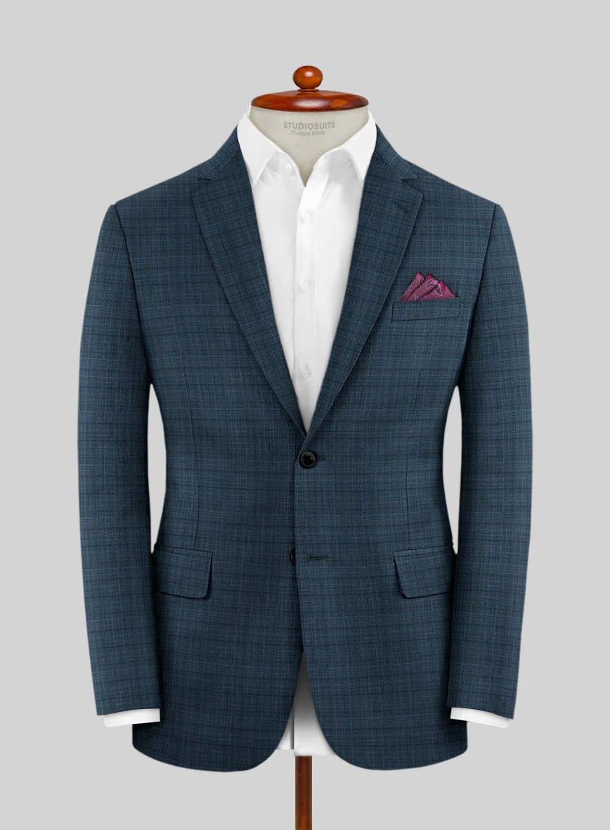 Lanificio Zegna Loop Sas Blue Checks Wool Suit - Image 3