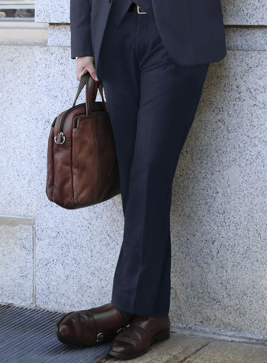 Lanificio Zegna Traveller Adiel Blue Stripe Wool Pants - Image 2