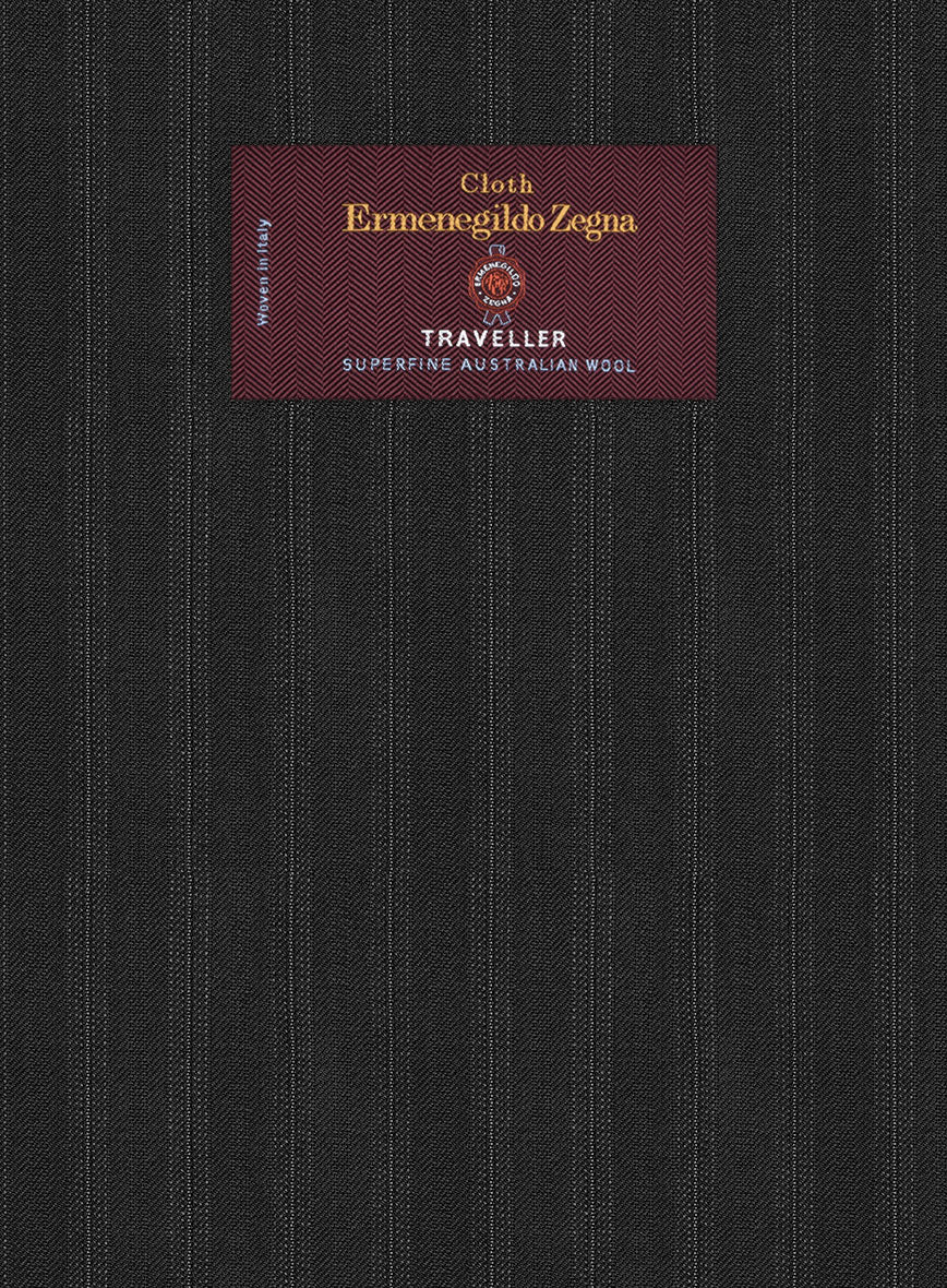 Lanificio Zegna Traveller Jaspal Black Stripe Wool Pants - Image 3