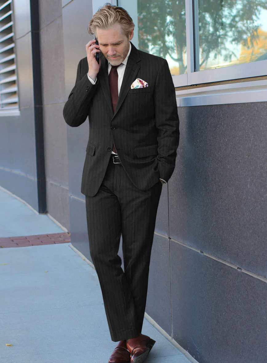 Lanificio Zegna Traveller Jaspal Black Stripe Wool Suit - Image 2