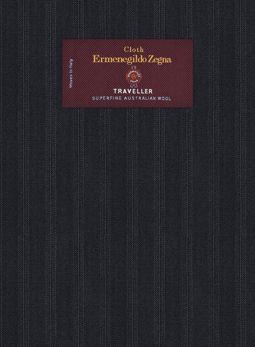 Lanificio Zegna Traveller Jaspal Blue Stripe Wool Pants - Image 3
