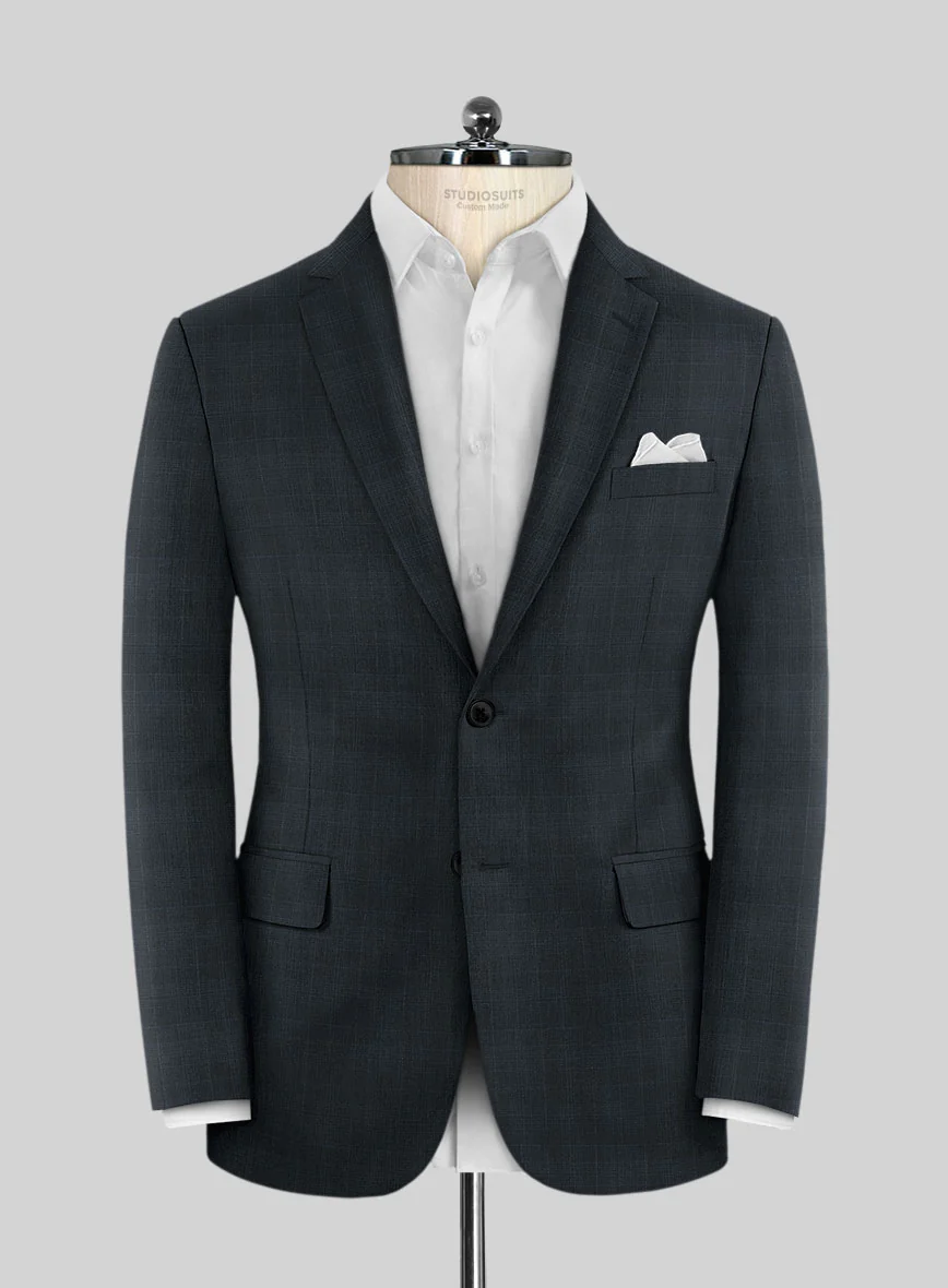 Lanificio Zegna Traveller Mence Dark Blue Checks Wool Suit - Image 3