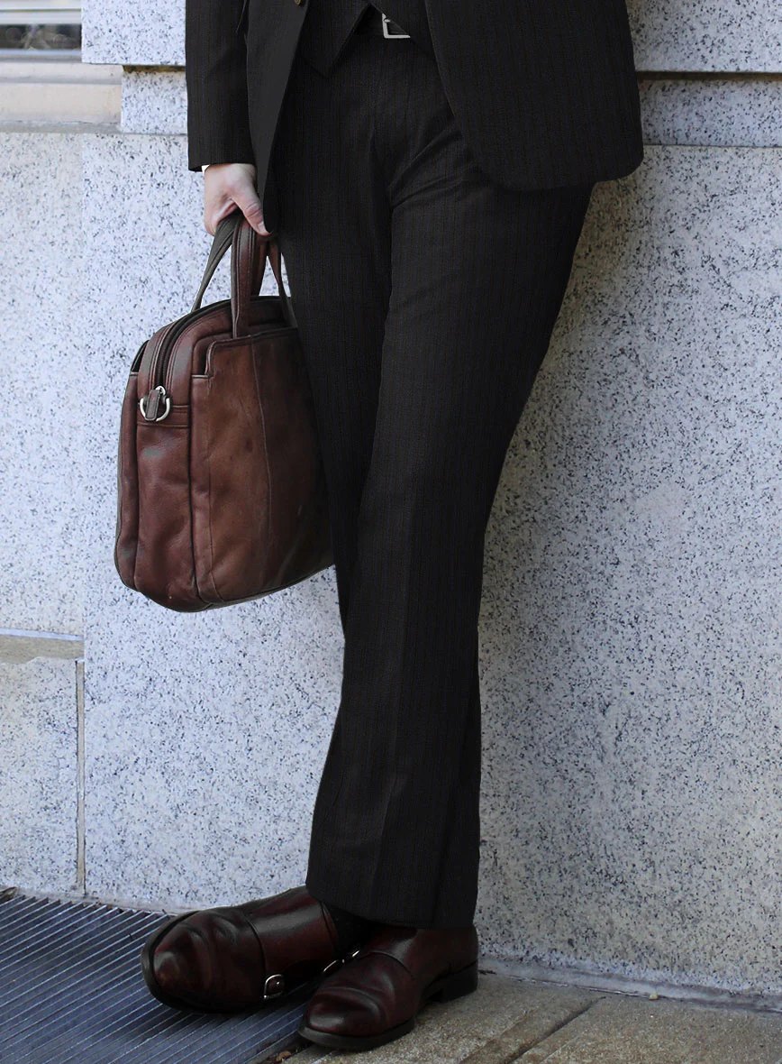 Lanificio Zegna Traveller Naquez Black Stripe Wool Pants - Image 2
