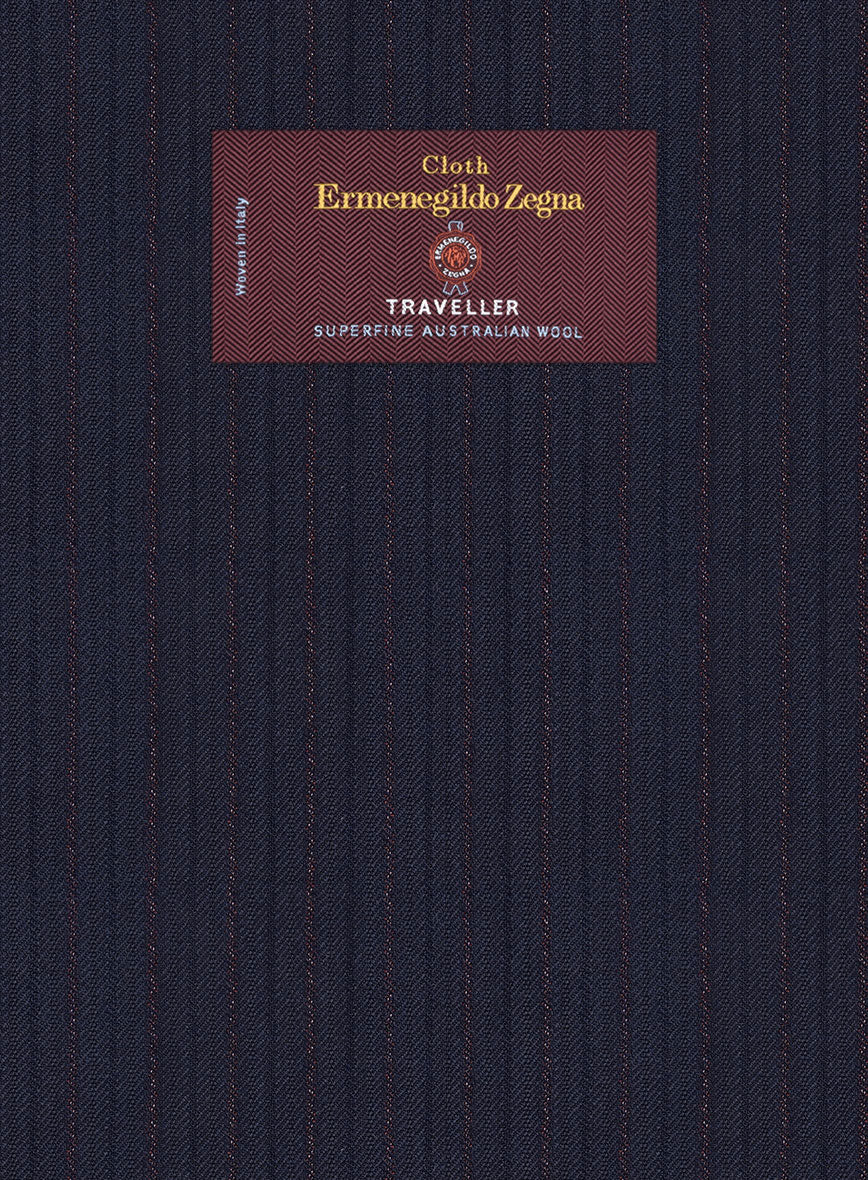 Lanificio Zegna Traveller Naquez Blue Stripe Wool Pants - Image 3