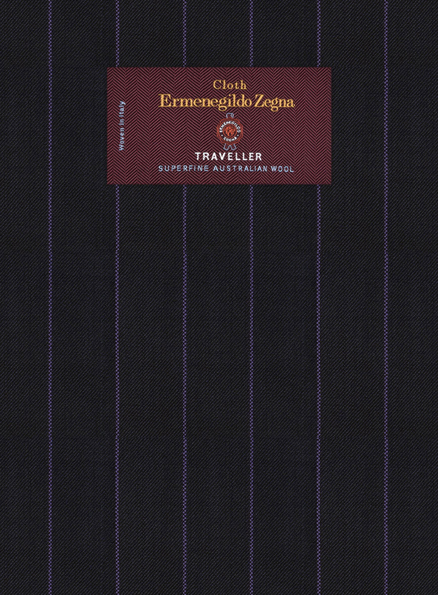 Lanificio Zegna Traveller Renar Blue Stripe Wool Pants - Image 2