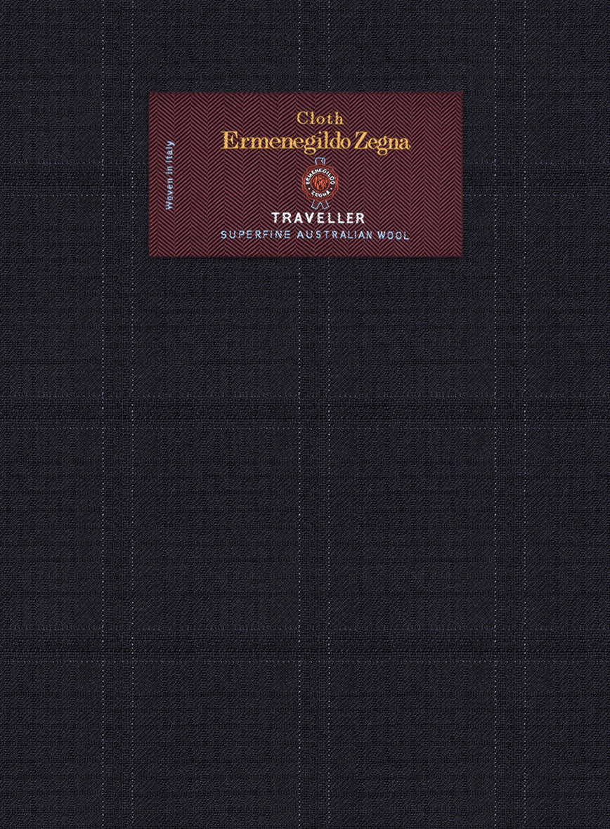 Lanificio Zegna Traveller Sarcos Blue Checks Wool Pants - Image 3