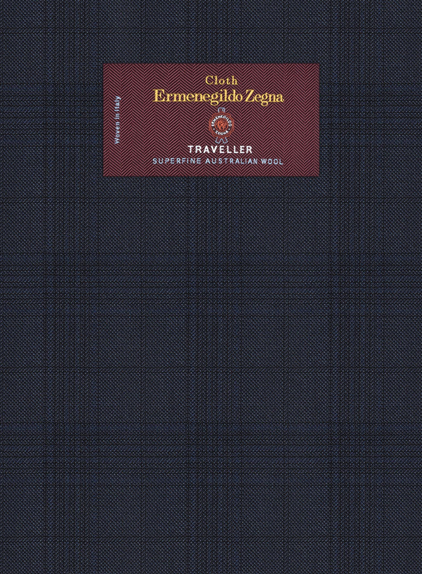 Lanificio Zegna Traveller Tirno Blue Checks Wool Suit - Image 6