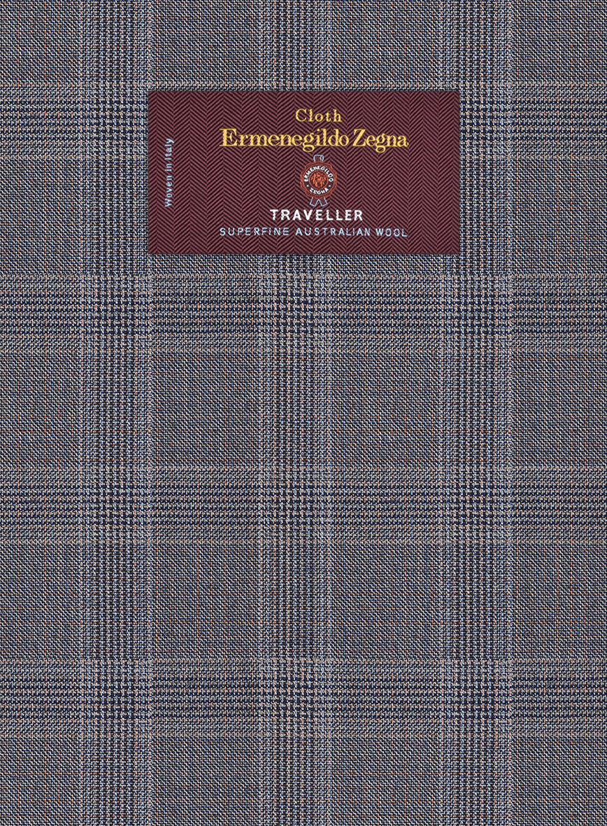Lanificio Zegna Traveller Valen Blue Checks Wool Pants - Image 2