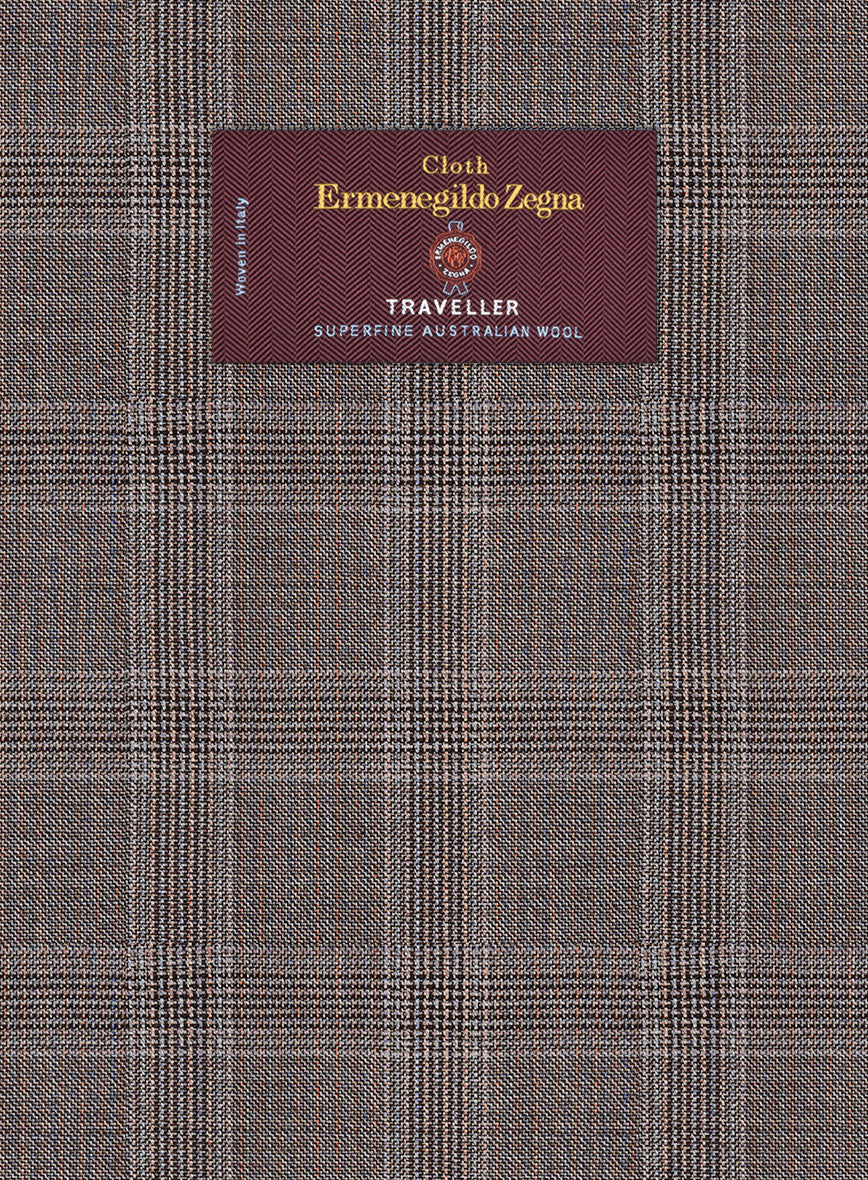Lanificio Zegna Traveller Valen Brown Checks Wool Suit - Image 5