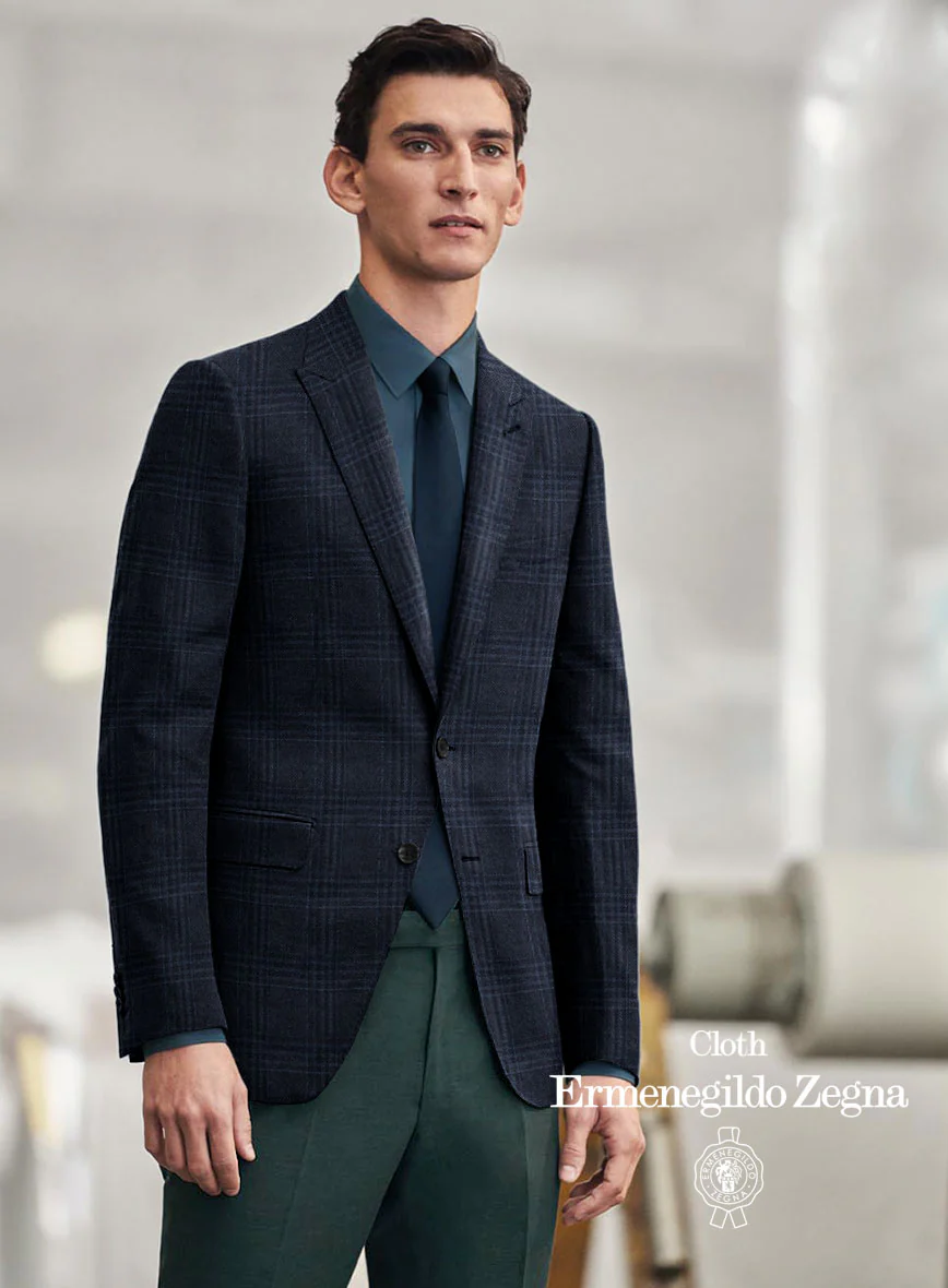 Lanificio Zegna Trofeo Blue Checks Cashmere Jacket - Image 2