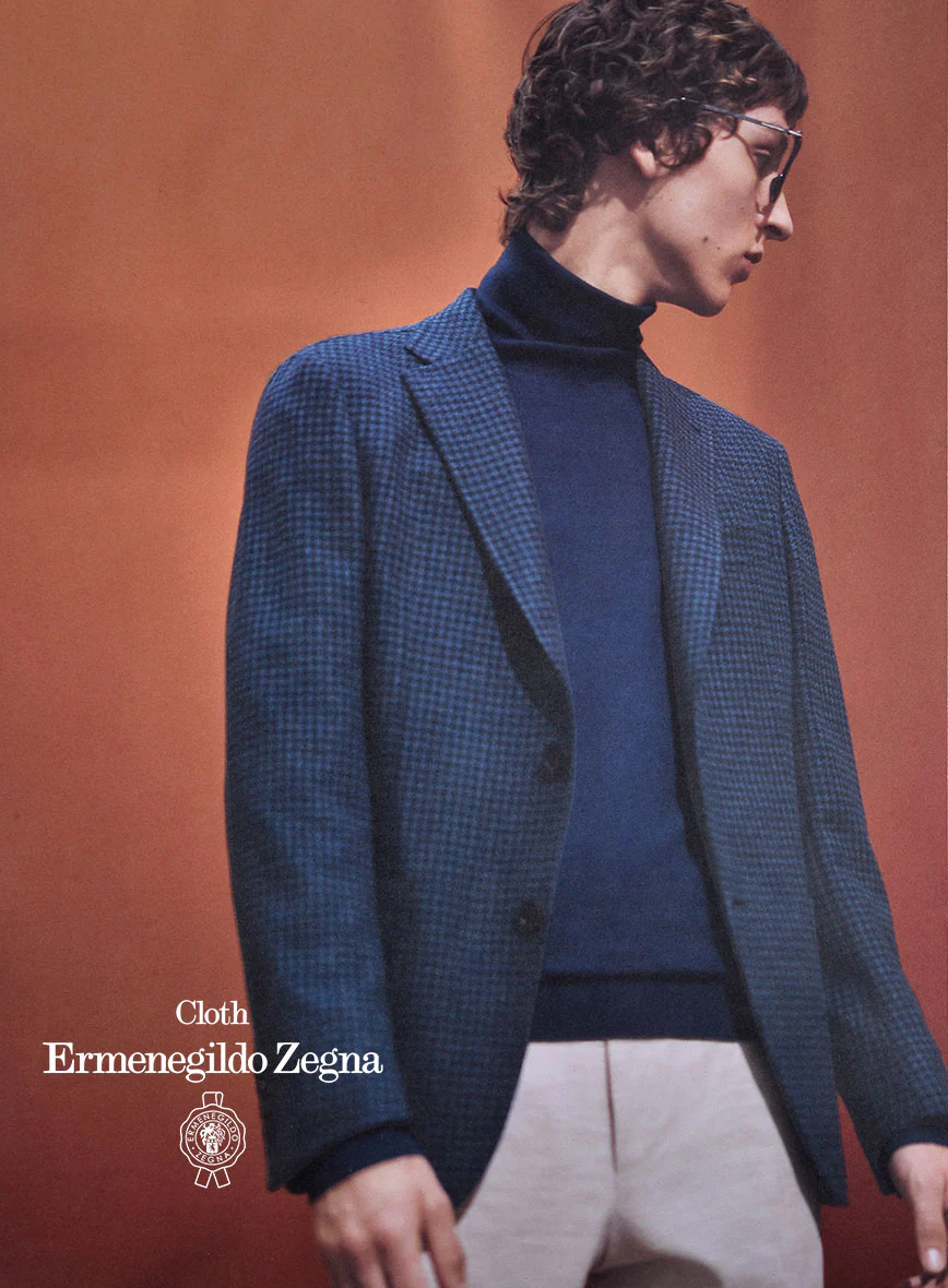 Lanificio Zegna Trofeo Blue Houndstooth Cashmere Jacket - Image 2