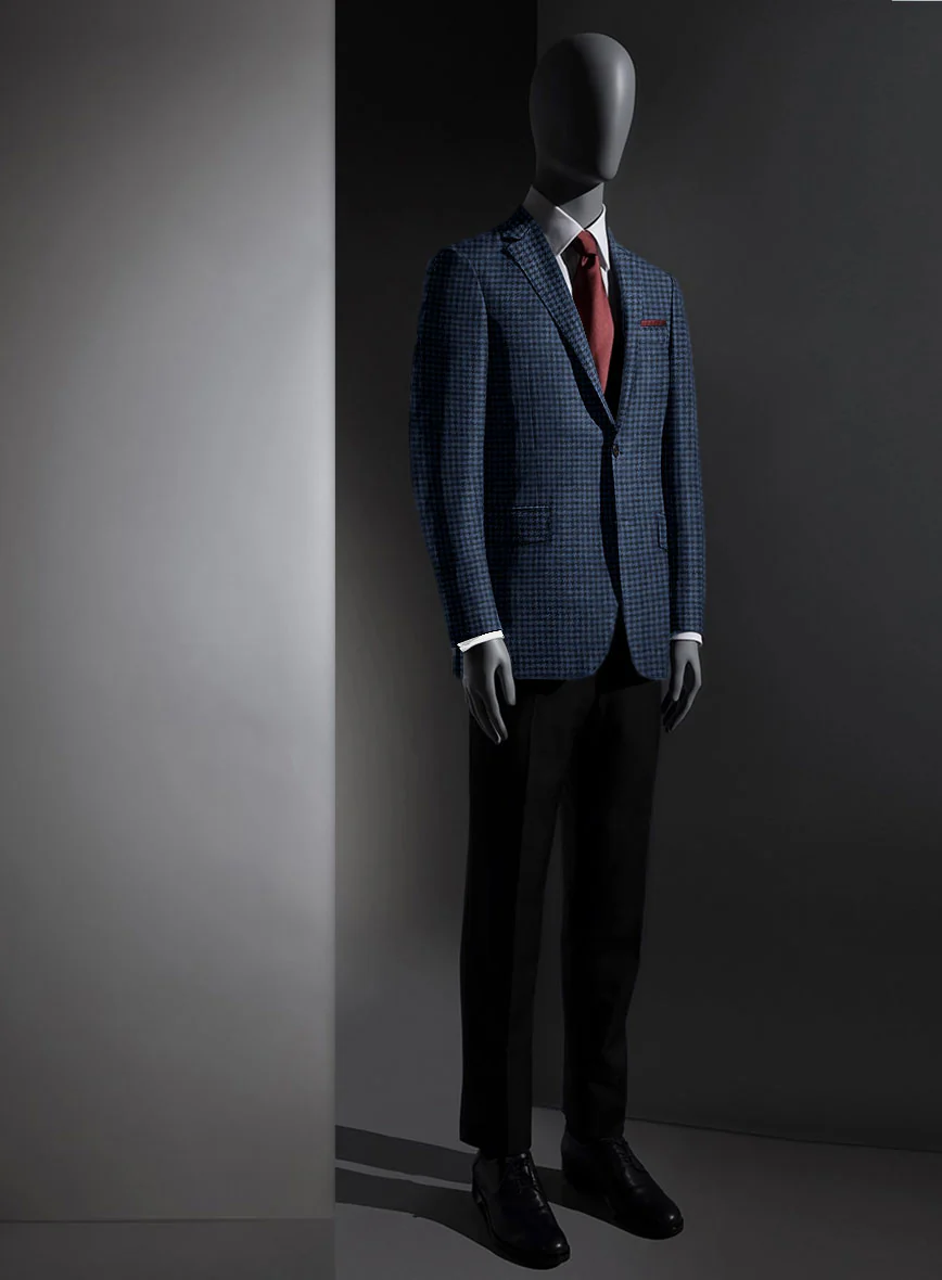 Lanificio Zegna Trofeo Blue Houndstooth Cashmere Jacket - Image 3