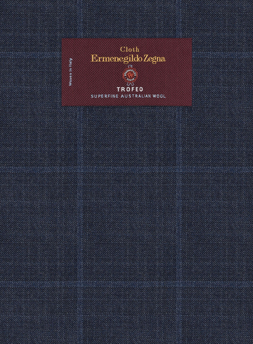 Lanificio Zegna Trofeo Bonsus Blue Checks Wool Jacket - Image 2