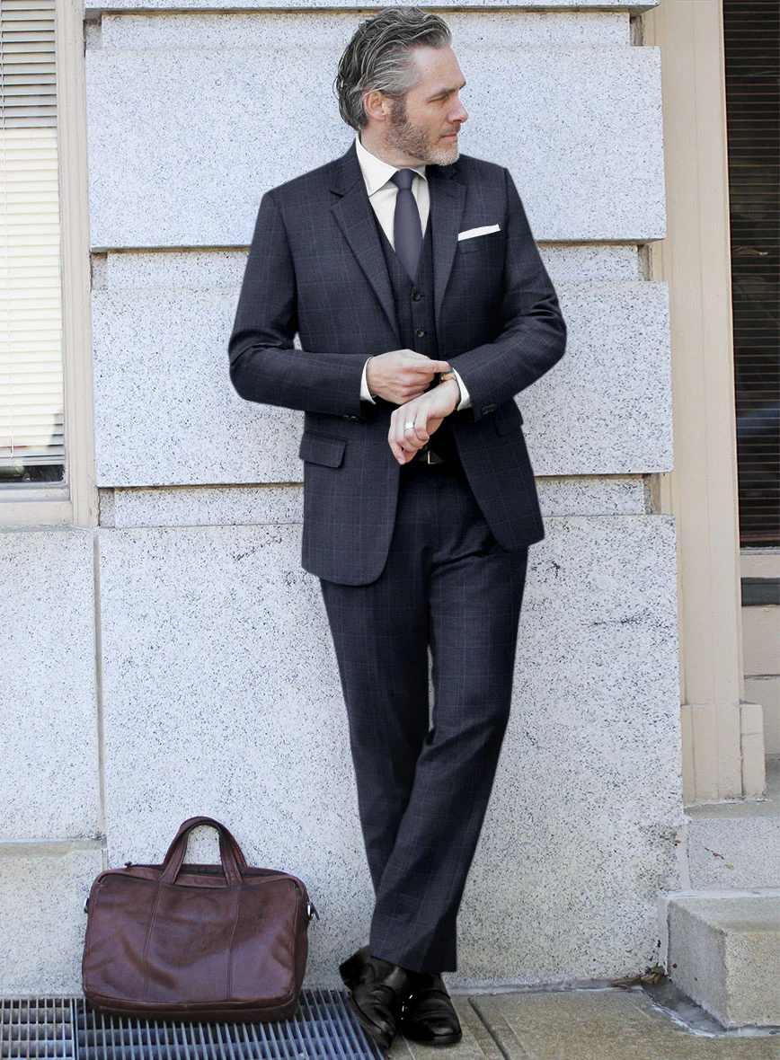 Lanificio Zegna Trofeo Bonsus Blue Checks Wool Suit - Image 2