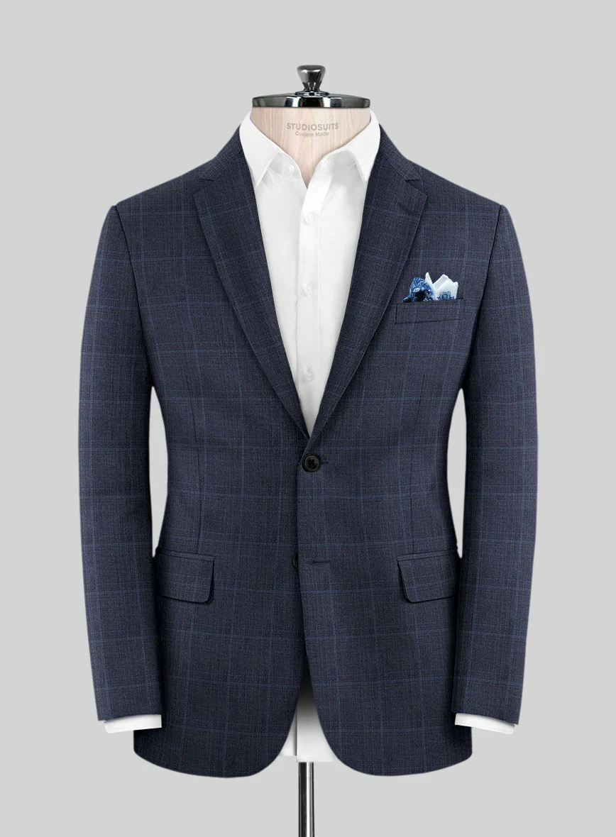 Lanificio Zegna Trofeo Bonsus Blue Checks Wool Suit - Image 3