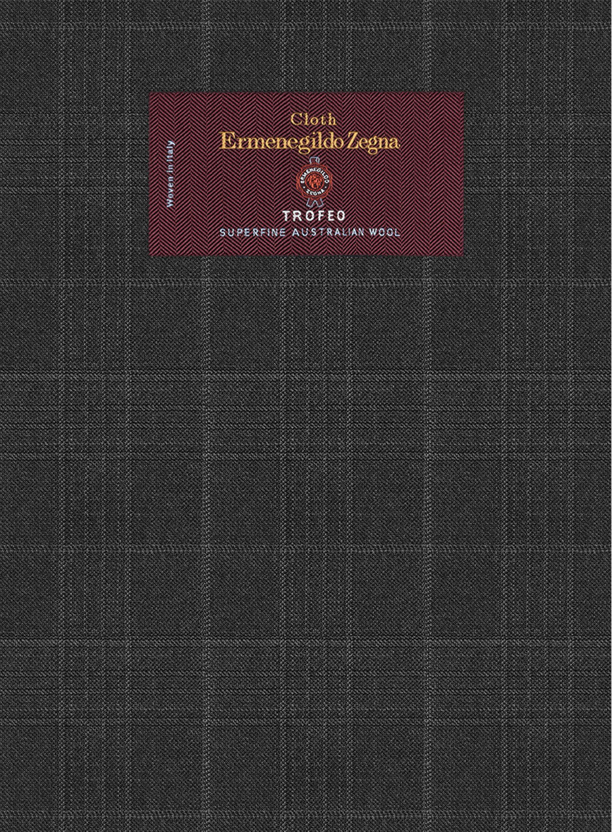 Lanificio Zegna Trofeo Bonsus Charcoal Checks Wool Suit - Image 6