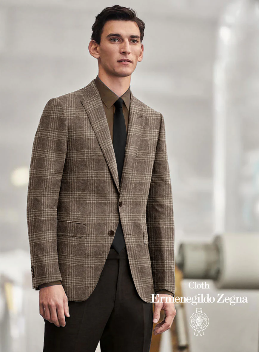 Lanificio Zegna Trofeo Brown Checks Cashmere Jacket - Image 2