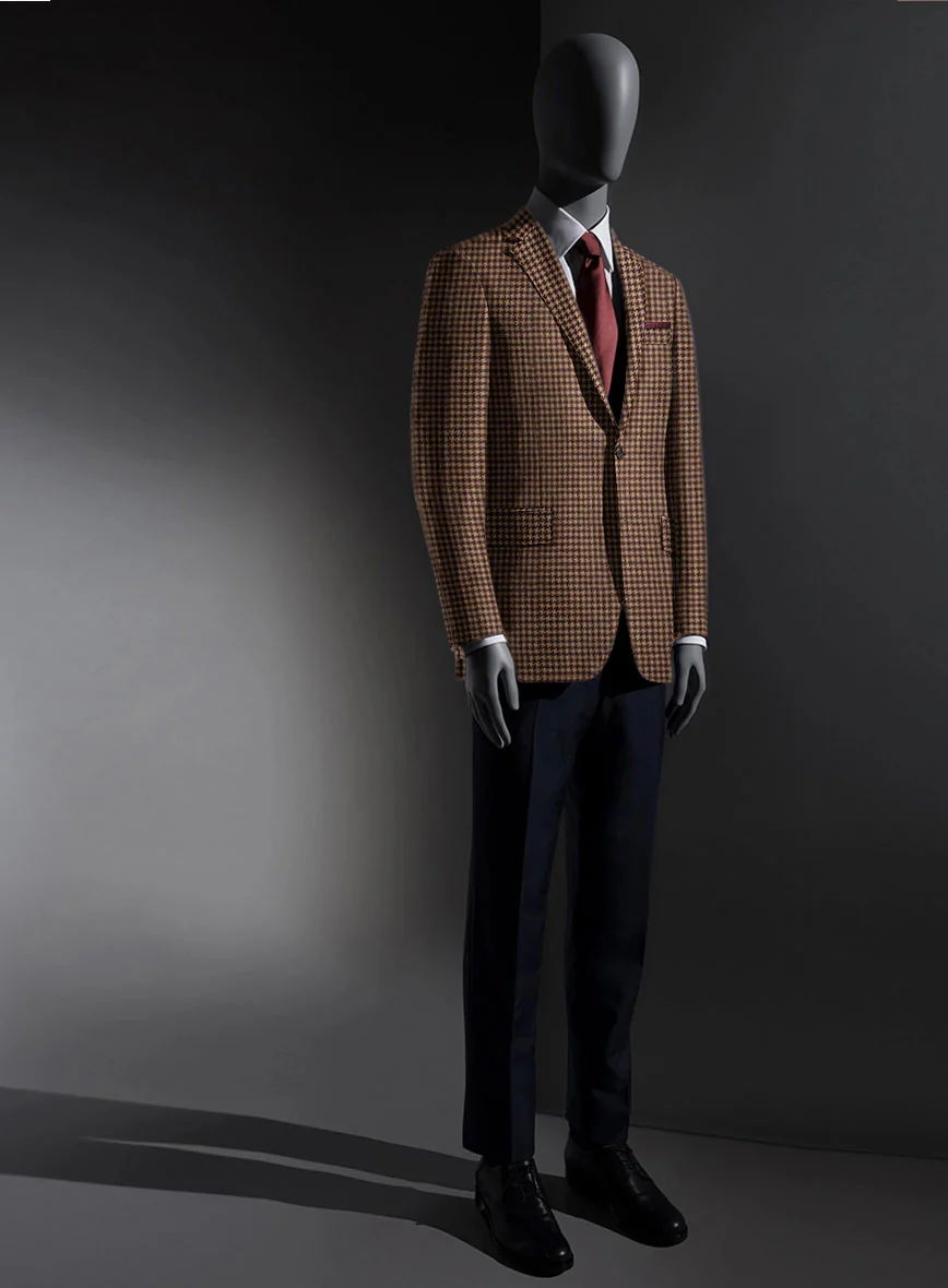 Lanificio Zegna Trofeo Brown Houndstooth Cashmere Jacket - Image 3