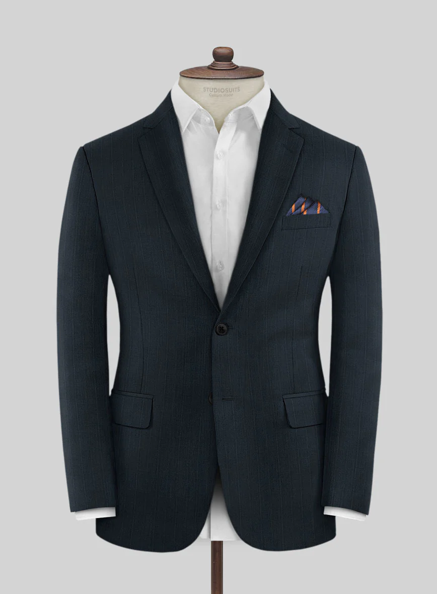 Lanificio Zegna Trofeo Dexi Dark Blue Stripe Wool Suit - Image 3
