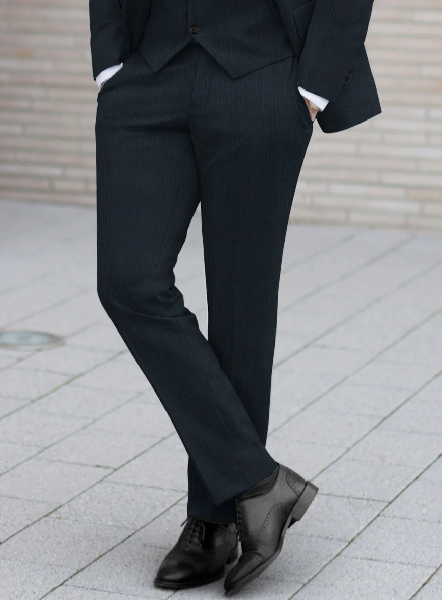 Lanificio Zegna Trofeo Dexi Dark Blue Stripe Wool Suit - Image 4