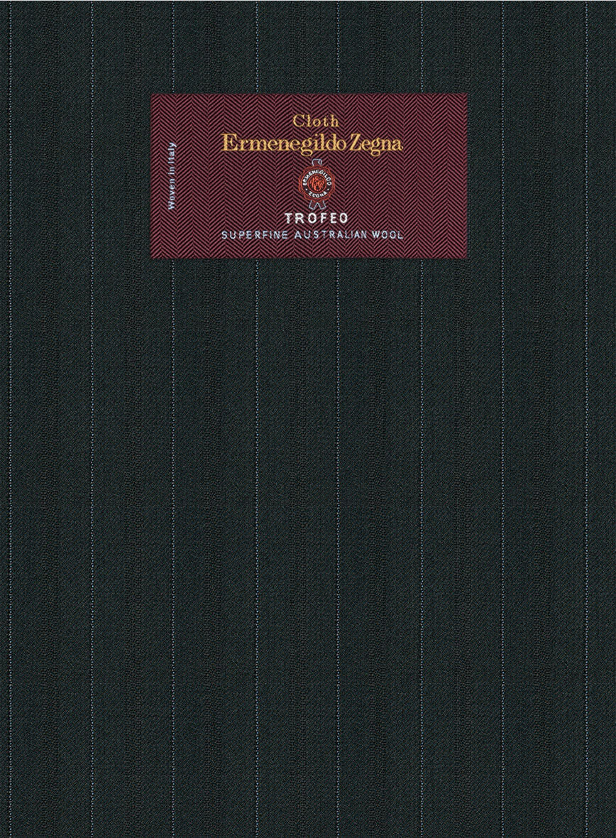 Lanificio Zegna Trofeo Dexi Dark Green Stripe Wool Pants - Image 2